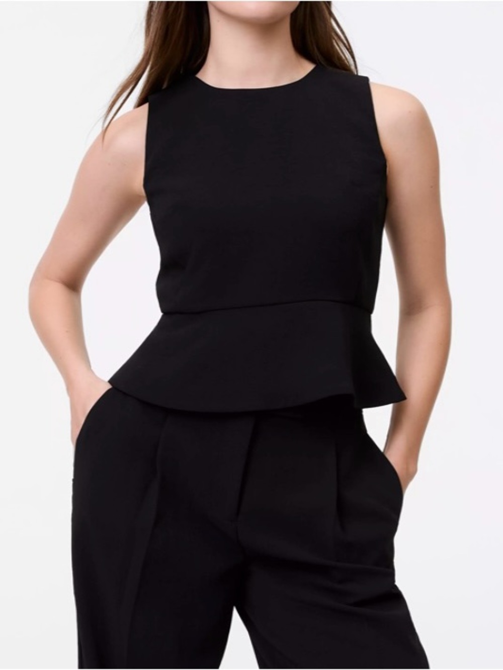 Black Sleeveless Peplum Top